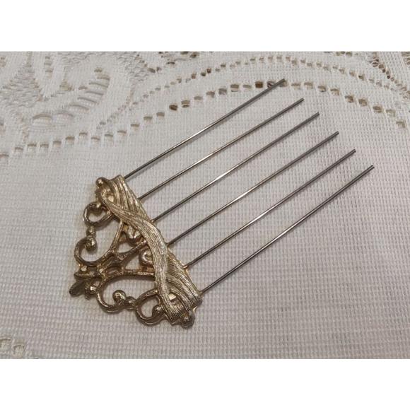 Vintage Accessories - Vintage Jackie Onassis gold hair comb pick